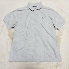 ラコステ　ライトグレー　鹿の子ポロシャツ　クラシックフィット　Lサイズ