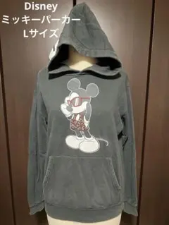 ディズニー　ミッキー　パーカー　黒　スタッズ　【 Lサイズ】