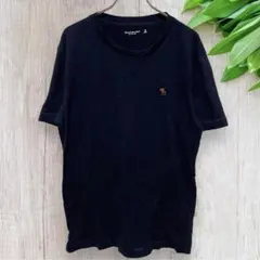 アバクロンビーアンドフィッチ Tシャツ M 半袖 ロゴ刺繍 ネイビー