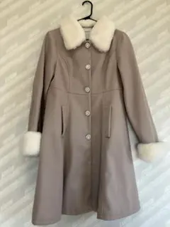 レッセパッセ ノーカラーコート レース ファー ベージュ 裾レース 