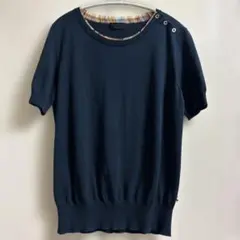 Paul Smith BLACK ニット 薄手 半袖 ネイビー M