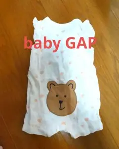 baby gap ほぼ新品 おしりにクマさん♡オレンジ総柄ロンパース