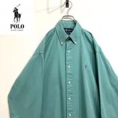 超人気❗️ラルフローレン　ワンポイントロゴシャツ　L 90s刺繍古着希少レア長袖
