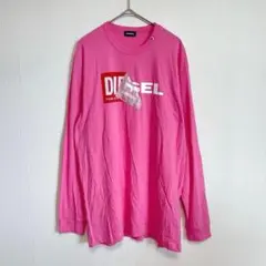 A7655 ディーゼル 長袖Tシャツ ロンT 綿 プリント オレンジ M - メルカリ