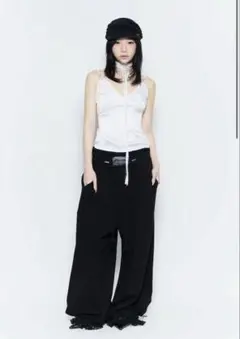 layered waist pants theredthread white - メルカリ