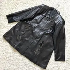 ラムレザージャケット 羊革 本革 レザーコート ポケット付き 黒 上品 ポケット