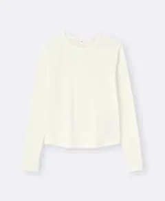 GU ジーユー　ソフトリブクルーネックT 長袖　オフホワイト　Lサイズ