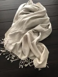 うすい水色パシュミナフリンジ付きストール大判暖かい軽量品質良ショール