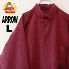 usa古着 ARROW　長袖ボタンシャツL　ワインレッド
