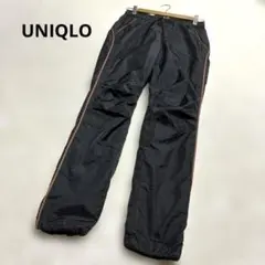 UNIQLO ユニクロ ブラック ドロスト シャカシャカパンツ ライン 黒