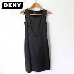 DKNY ダナキャラン ワンピース ノースリーブ ウール100% グレー