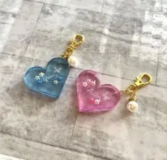 チャーム　キーホルダー　アンブレラマーカー　レジン　ハンドメイド　ハート