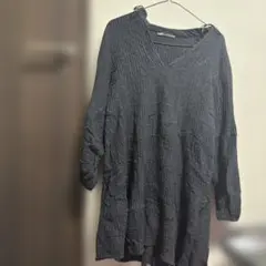 ZARA ブラック Vネック 長袖ワンピース M