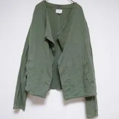 レア CASRON XLサイズ カーキ色 長袖 カーディガン 2ポケット