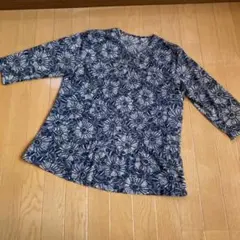 9月6日まで！ネイビー 花柄 チュニック 七分袖