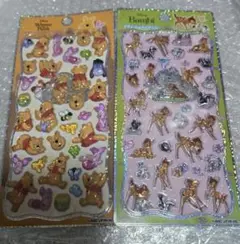 【正規品】プチドロップステッカー　ディズニー　くまのプーさん　バンビ