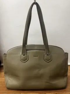 FURLA レザー トートバッグ　セージグリーン