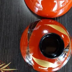オレンジ 漆器 ボウル 金色装飾　20わん　御椀です