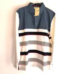 7 メンズ　新品　クロコダイル　ボーダー　ポロシャツ　長袖　Ｌサイズ