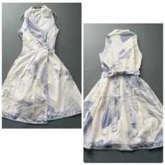美品 サルヴァトーレフェラガモ 花柄 半袖 シャツワンピース ホワイト 38 美品 サルヴァトーレフェラガモ 花柄 半袖 シャツワンピース ホワイト