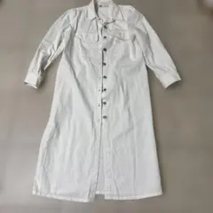 ZARA ホワイト 長袖シャツワンピース M