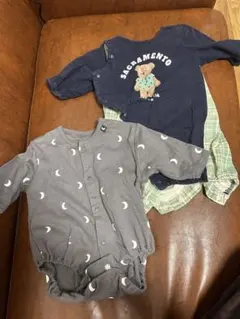 ロンパースセット（ネイビー、グレー、ストライプ）　サイズ60〜70