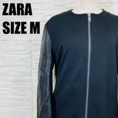 ZARA ザラ レザースリーブ ジップブルゾン 黒 M相当 メンズ 2425のサムネイル