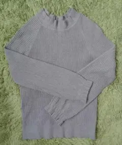 リブ編みハイネックニット⭐️ グレー Ｌサイズ