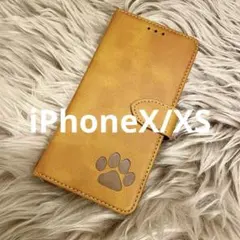 iPhoneX.XSケース 手帳型 レザー 犬猫肉球 新品未使用 シンプル