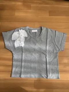 ADAM ET ROPE' レース装飾 グレー 半袖Tシャツ