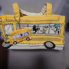 ディズニー　ミッキー　ドナルド　グーフィー　スクールバス型　トートバッグ