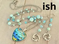 【A230】ish AAAヘモミルファイト・イルカチャームネックレス＆ピアス