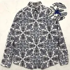 希少　バーバリー ブラックレーベル ペイズリーシャツ ホースロゴ ロゴボタン L