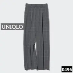 テ*ハ様 0496 UNIQLO タックワイドパンツ グレー