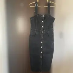 ブラック ボタン付き　デニムワンピース