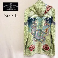 Christian Audigier パーカー レオパード柄 Lサイズ キラキラ - メルカリ