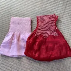 子供用帯揚げ　赤、ピンク2点セット