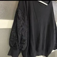 袖レースニット 長袖