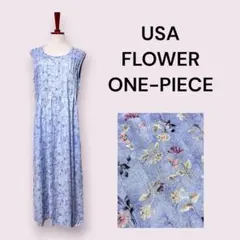 vintage ヴィンテージ ワンピース 花柄 タック レトロ USA 海外古着