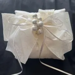 ホワイト リングピロー パール装飾
