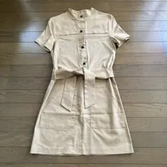 【美品】ZARA 半袖ワンピース　リボンベルト付きのサムネイル