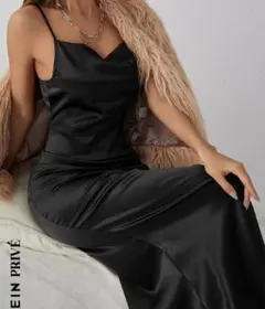 【美品】ロングドレープワンピース（黒）S