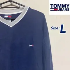 USED TOMMY JEANS トミー ジーンズ　ロンT ネイビー
