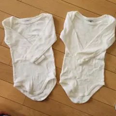 PETIT BATEAU ホワイトロンパース 白　２枚セット