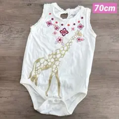 babyGap♥刺繍 ラメ ノースリーブロンパース/70cm