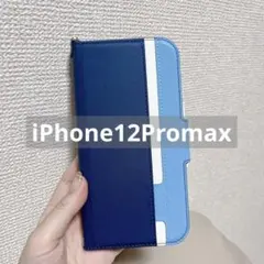 新品 iPhone12Promax 6.7 スマホケース手帳型マグネットネイビー