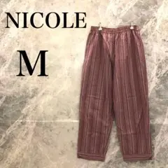 【美品】NICOLE パジャマ ボトムス M レッド 赤 ストライプ柄のサムネイル