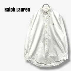 y32826 ラルフローレン オックスフォードシャツ 白 刺繍ロゴ ヤーマス
