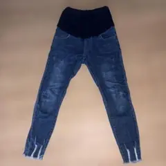 マタニティデニム パンツ スキニー ウエストゴム M〜L 伸縮あり