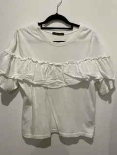 フリルデザイン 半袖Tシャツ ホワイトのサムネイル